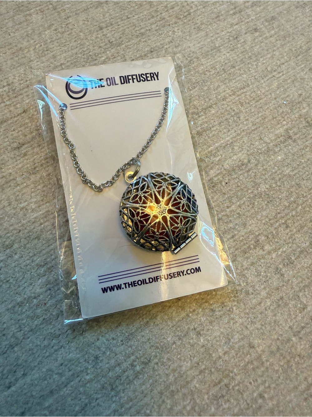 Silver Filigree Aromatherapy Locket Necklace - Silver color